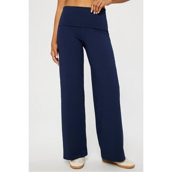Fabletics Pants - Women's - Fabletics Navy Blue PureLuxe Foldover Pants, Size Large